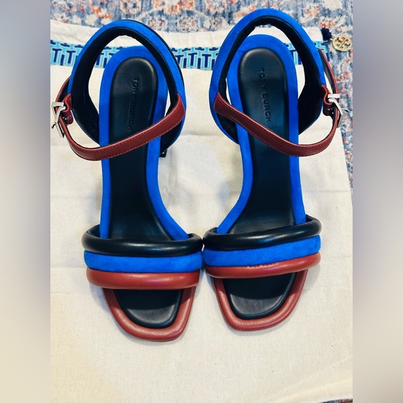 Tory Burch Colour-Block Panel Design 100mm Sandals in Blue in 7 - Picture 2 of 13